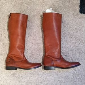 Frye Melissa Button Back zip Cognac boots NWOT